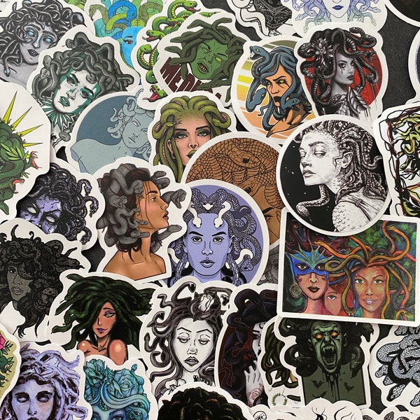 50pcs Medusa Mystic Snakes Themed Waterproof Stickers Pack Greek Mythology Vinyl Decal Sticker Lot