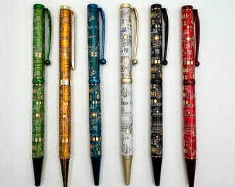 Unique circuit board pen made for tech enthusiasts, gadget lovers and anyone who appreciates eye-catching conversation pieces.