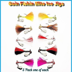 Goin Fishin  "NEW" 1/32oz and 1/16oz Elite Underspin Ice Fishing Jigs Sold in 2 packs