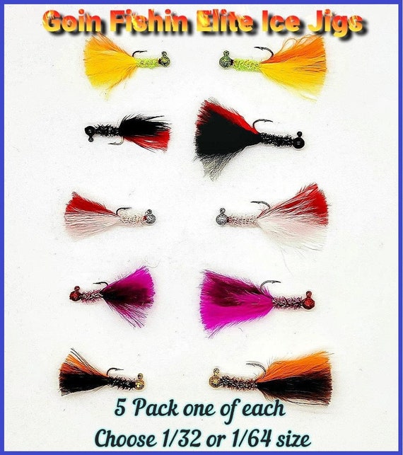 Goin Fishin 1/64oz and 1/32oz Elite Ice Fishing Jigs Sold in 2 Packs 