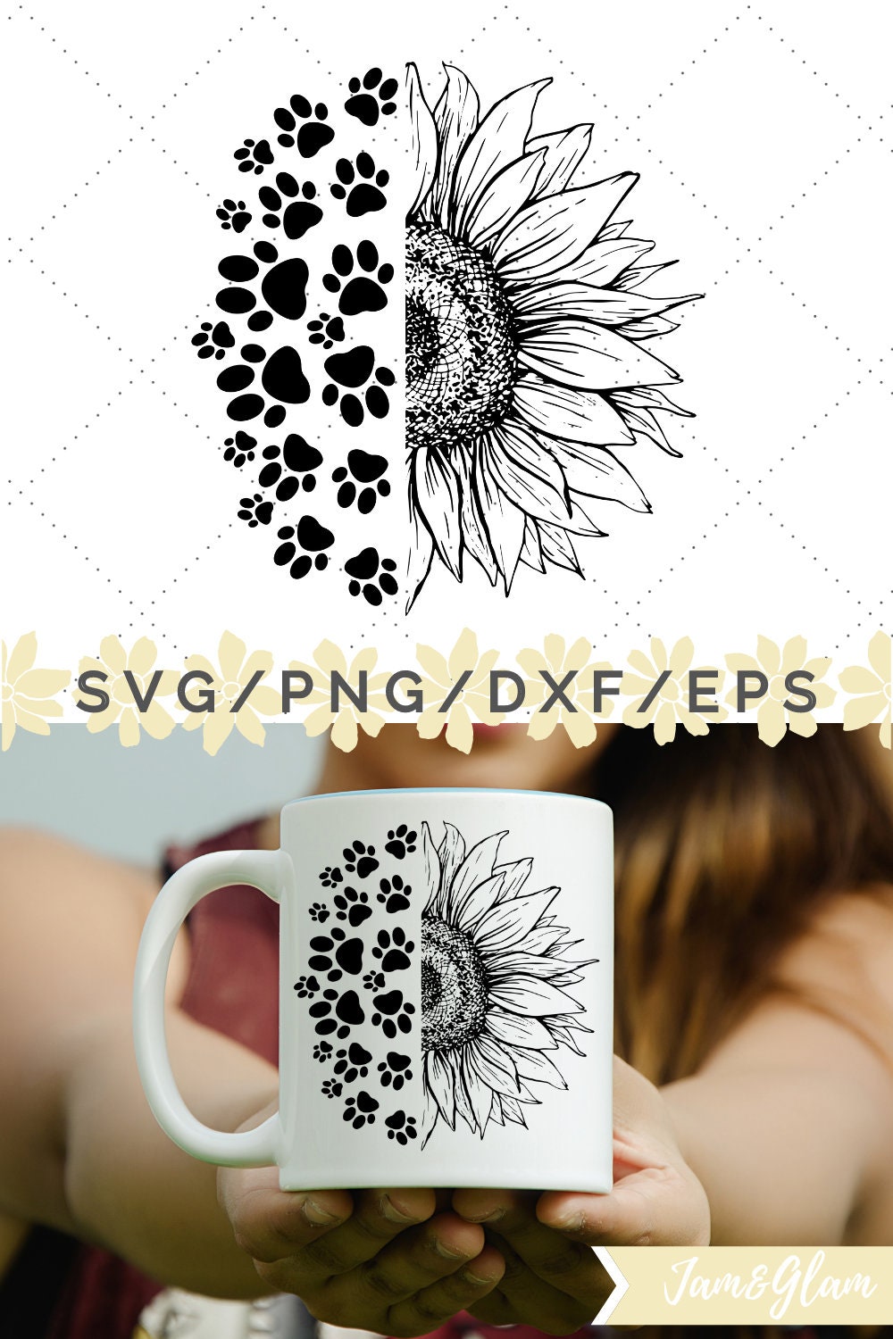 Sunflower Svg Dog Mom Svg Dog Paw SVG files for Cricut | Etsy