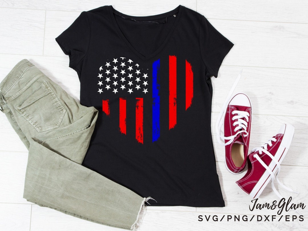 Distressed American Flag Svg Heart SVG 4th of July Svg Files - Etsy