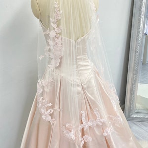 Bridal Blush Pink Veil, Fingertip Length Wedding Veil, Romantic Blush Veil, Pink Bride Accessories, Blush Bridal Veil. Rose Pink bridal veil