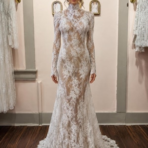 wedding dress long sleeve cover up Bridal Lace Topper Wedding Dress Overlay Long Sleeve Lace Cover up for Bride