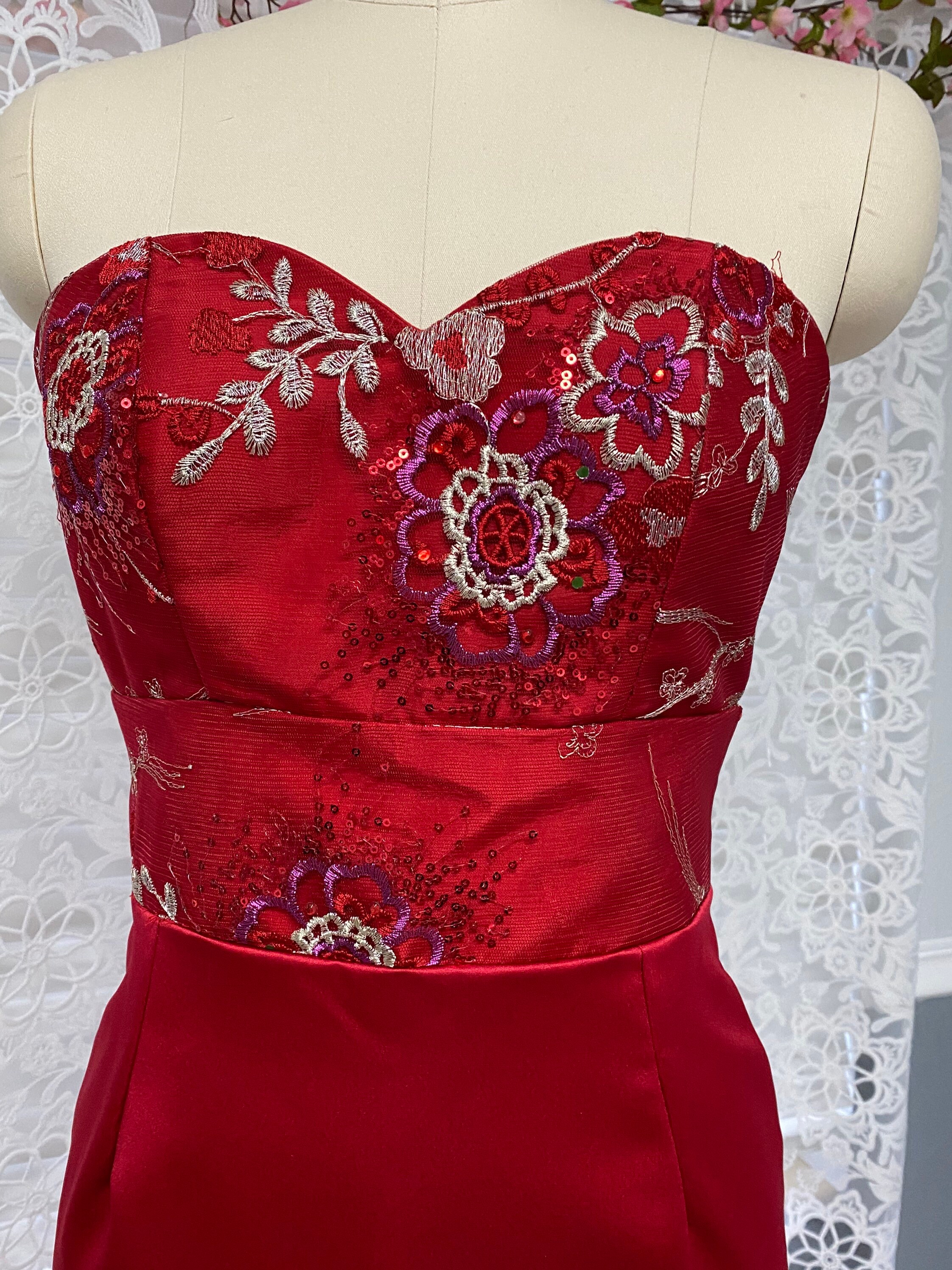 Red Prom Dress Beautiful Trumpet Skirt Red Satin Prom Dress Custom Prom Custom Made Prom Dress Prom Gown Made in Florida Unique Custom Etsy