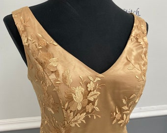 Antique gold lace short dress, elegant mother of the bride/ groom dresses, elegant unique dress made in Florida