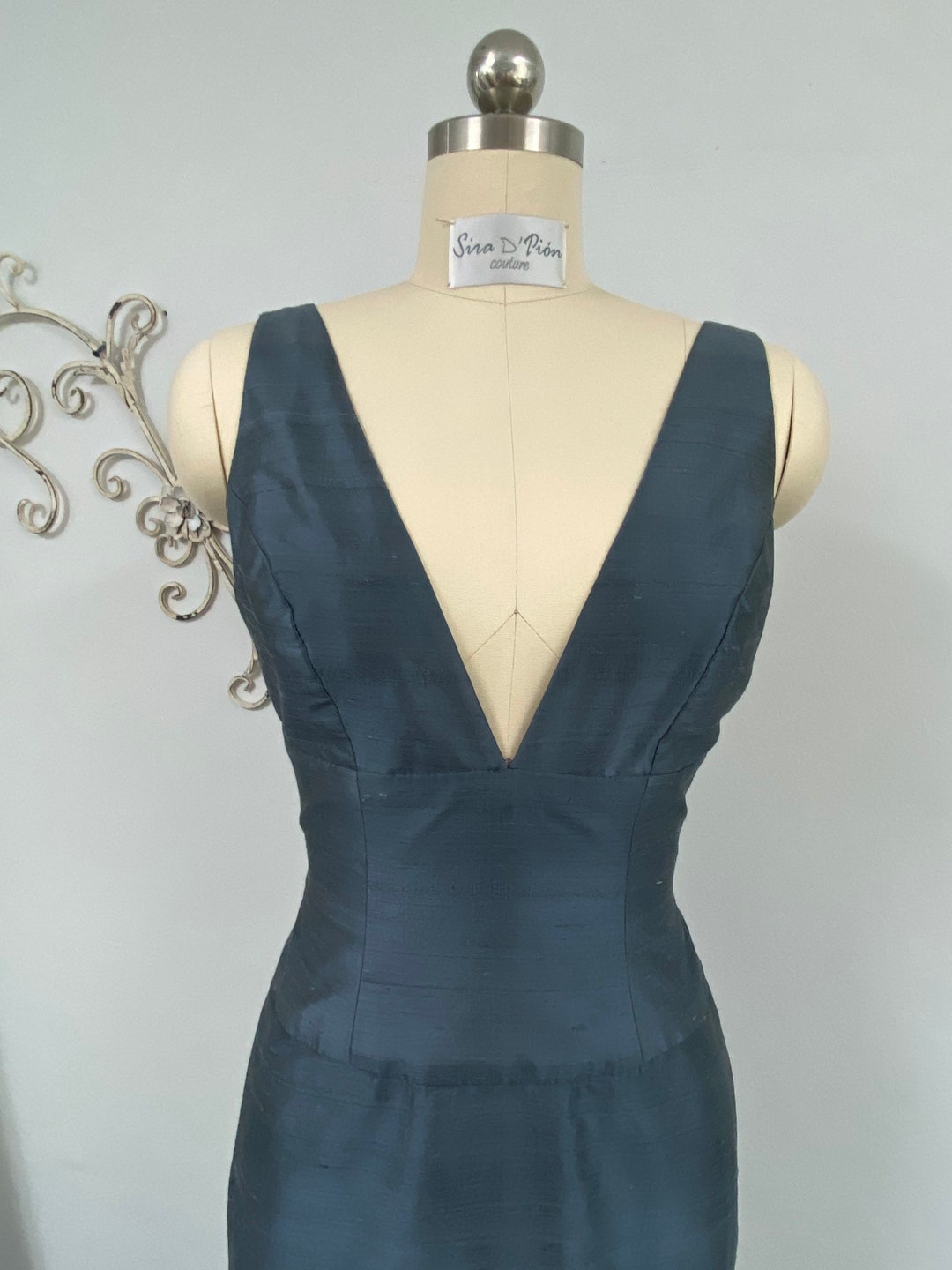 Couture Silk Dupioni Formal Dress. Exclusive Fitted Elegant Dress, Deep ...