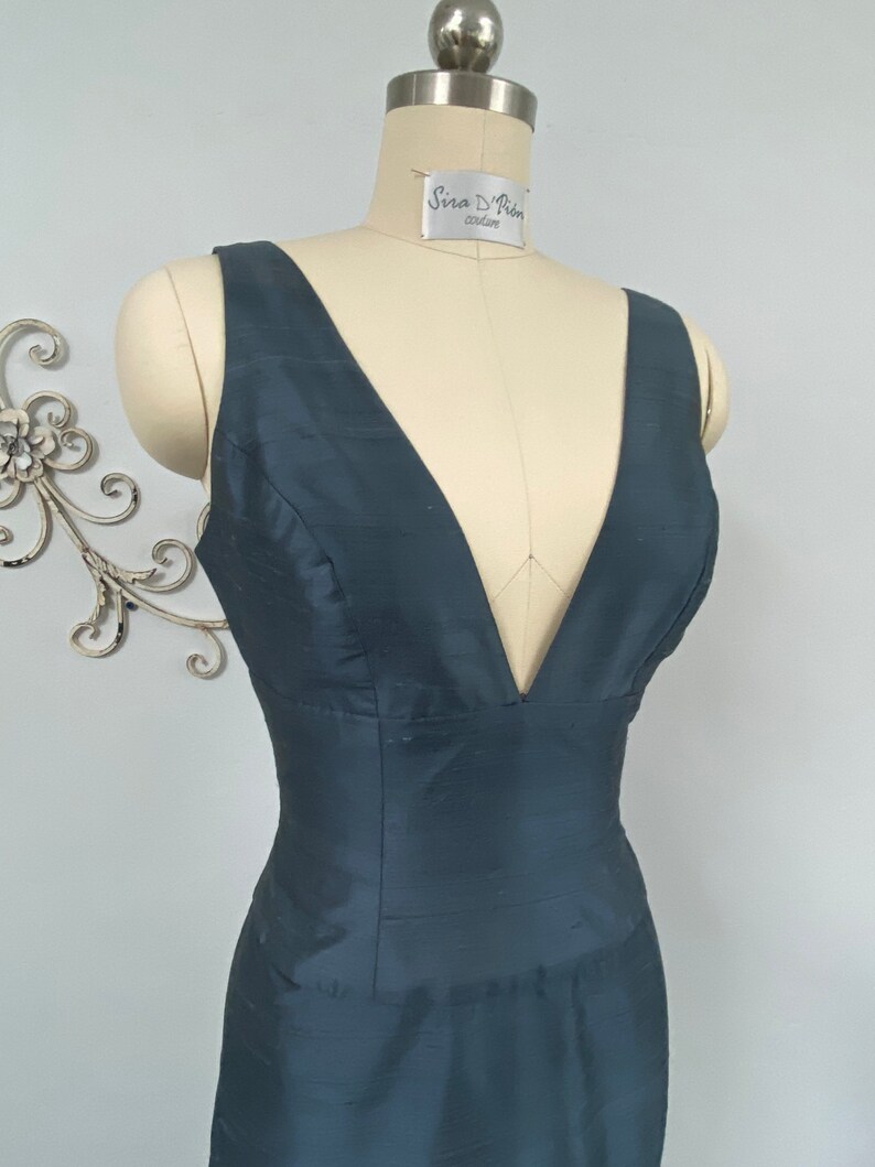 Couture Silk Dupioni Formal Dress. Exclusive Fitted Elegant Dress, Deep ...