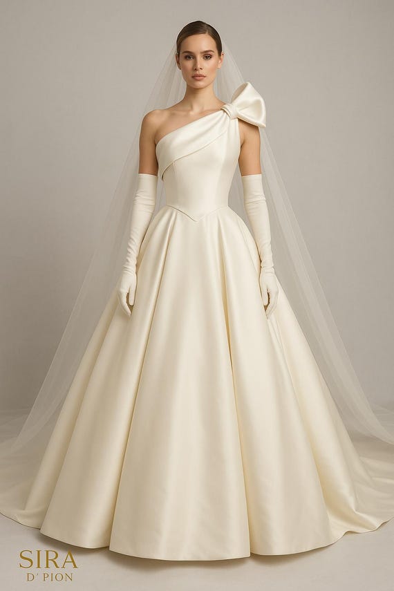 open lace back dress Impression Bridal Gown 10068 Size 28 Ivory Wedding Dress Ballgown One Shoulder