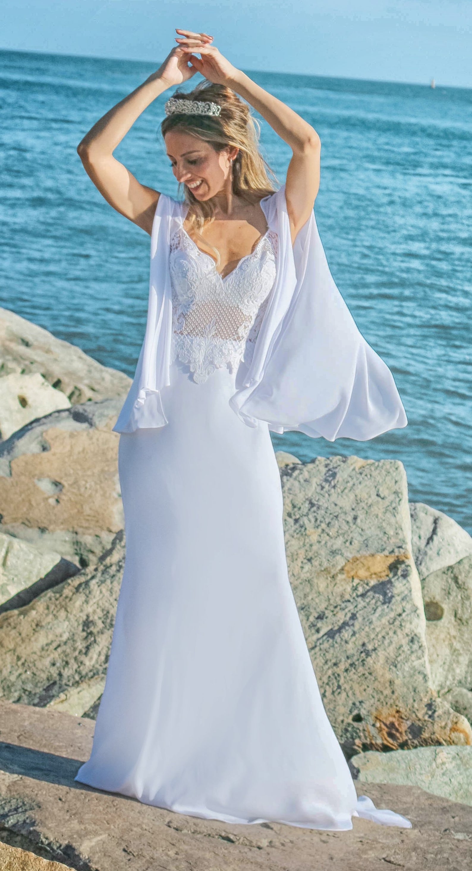 Beach Wedding Dress Magdalena Simple Elegant Beach Bridal | Etsy
