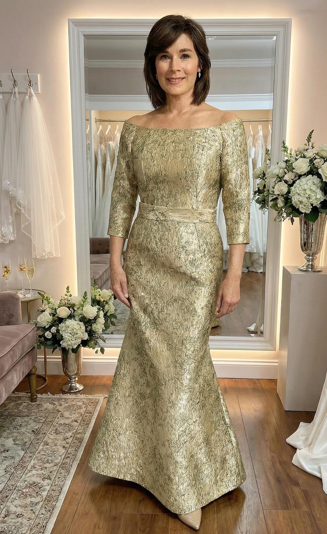 slim fit dress slacks Paros Maxi Dress ~ Pleated Gold main image 0