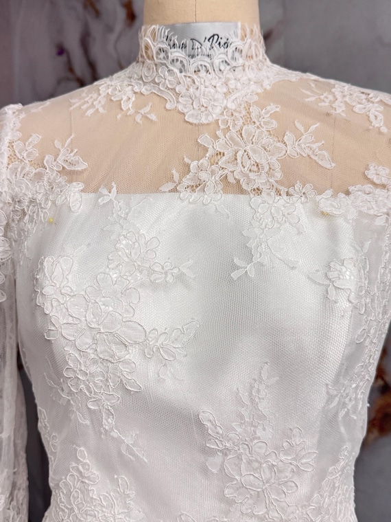 Alencon Lace Wedding Dress Topper: Long Sleeve Bridal Bolero B2502 Alencon Lace Wedding Dress Topper: Long Sleeve Bridal Bolero B2502