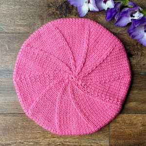 Bubblegum pink knitted Beret, women's beret,  french beret, hat, gift