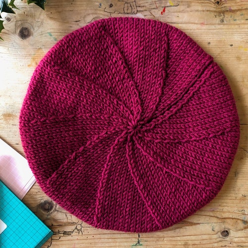 Raspberry Knitted Beret Women's Beret Adults French - Etsy