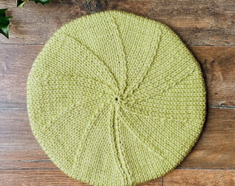 Apple Green knitted  Beret, women's beret, french beret, hat, gift