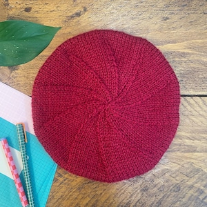 Raspberry Beret, Hand Knitted, winter hat, french beret, Gift for her.