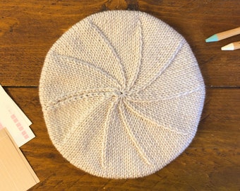 Oatmeal Beret, Hand Knitted, winter hat, french beret, Gift for her.