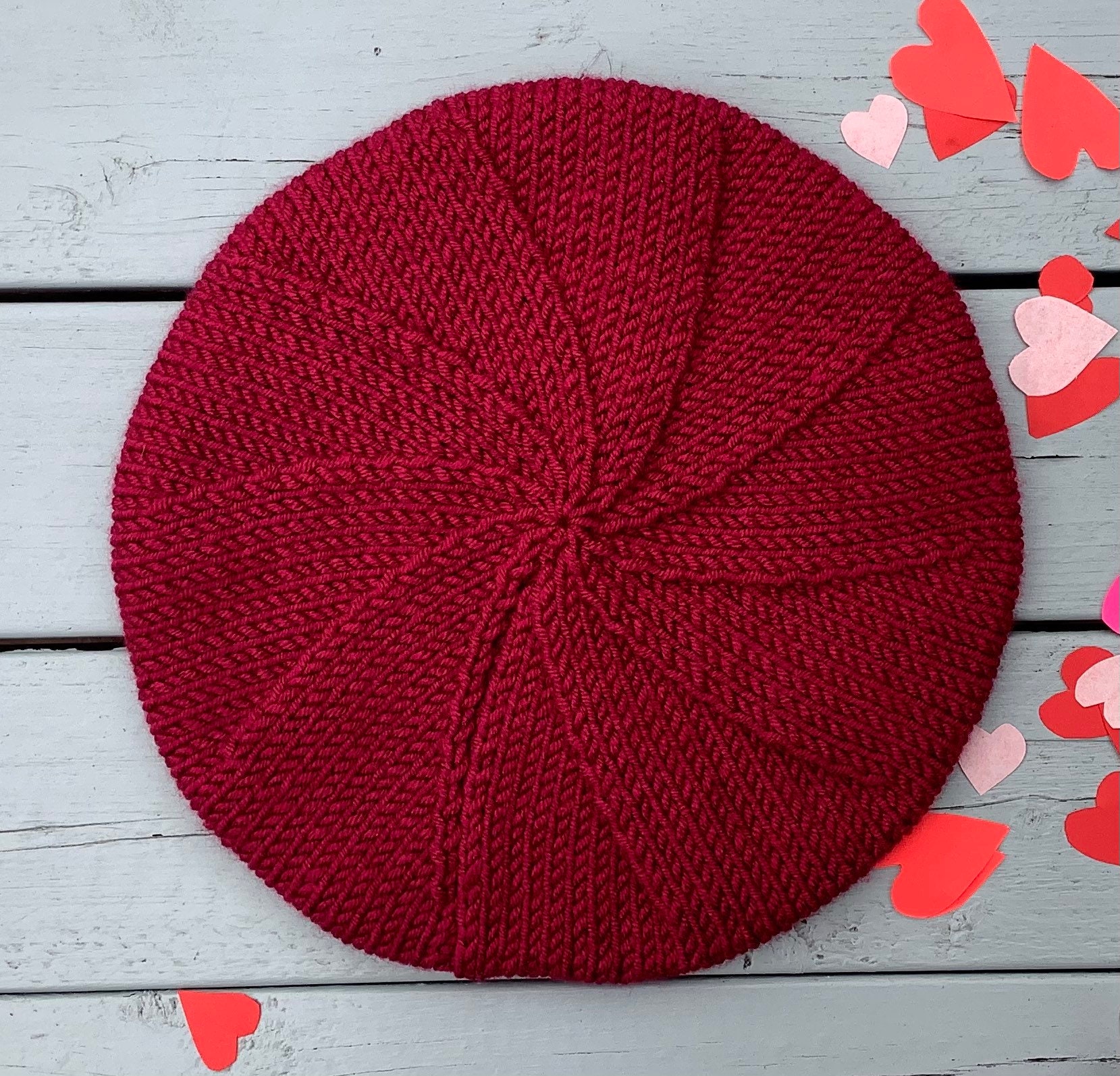 Raspberry Knitted Beret Women's Beret Adults French Etsy