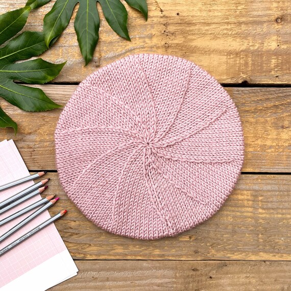 Baby Pink Knitted Beret, Women's Beret, Handmade, French Beret