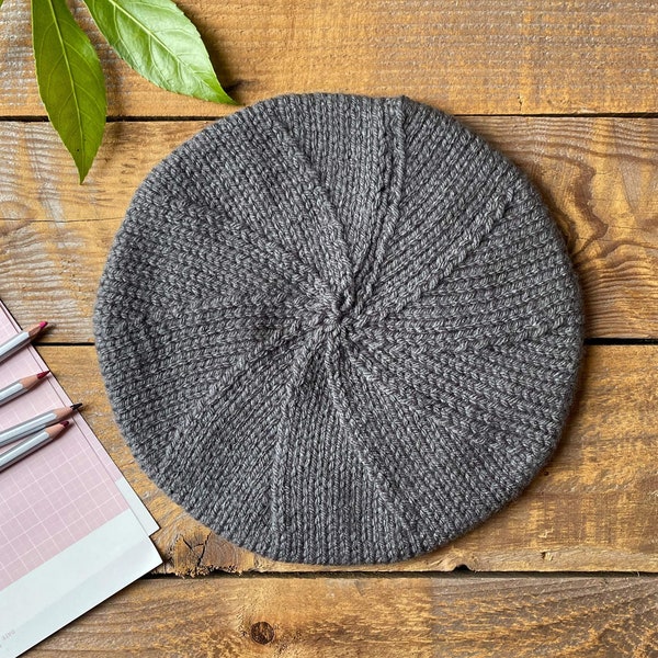 Steel Grey knitted Beret - women's beret - adults - french beret - winter hat - gift