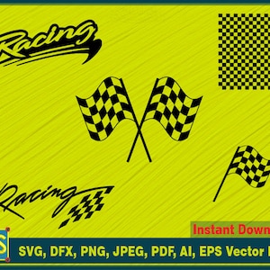 Checkered Racing Flag Cut File: SVG, PNG, PDF (Instant Download)