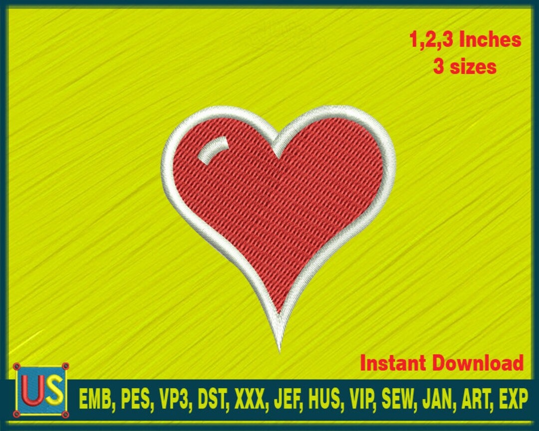 Mini Heart Embroidery File, 3 Sizes, 1, 2, 3 Inches Instant Download Etsy