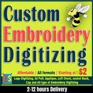 Custom Embroidery Digitizing, Logo Digitizing, Embroidery Digitizing Service, Image Digitizing Embroidery, Custom Digitize, Custom Digitize