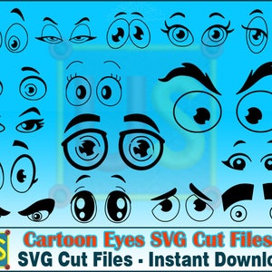 Cartoon oog, ogen, hoek, gezicht, gesneden bestand voor Cricut, silhouet - INSTANT DOWNLOAD SVG, dfx, png, jpeg, pdf, ai, eps vectorbestanden