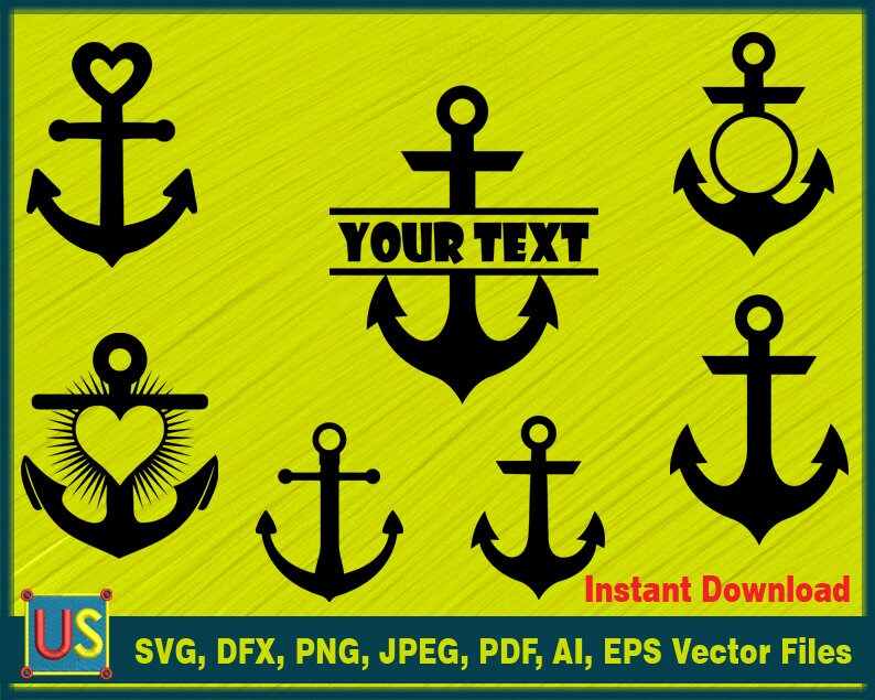 Anchor Anchor Split Name Frame Anchor Monogram Sea Etsy