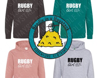 Sudadera infantil con el lema "Chica de rugby impresionante": "Como una chica normal, ¡pero mucho más impresionante!"