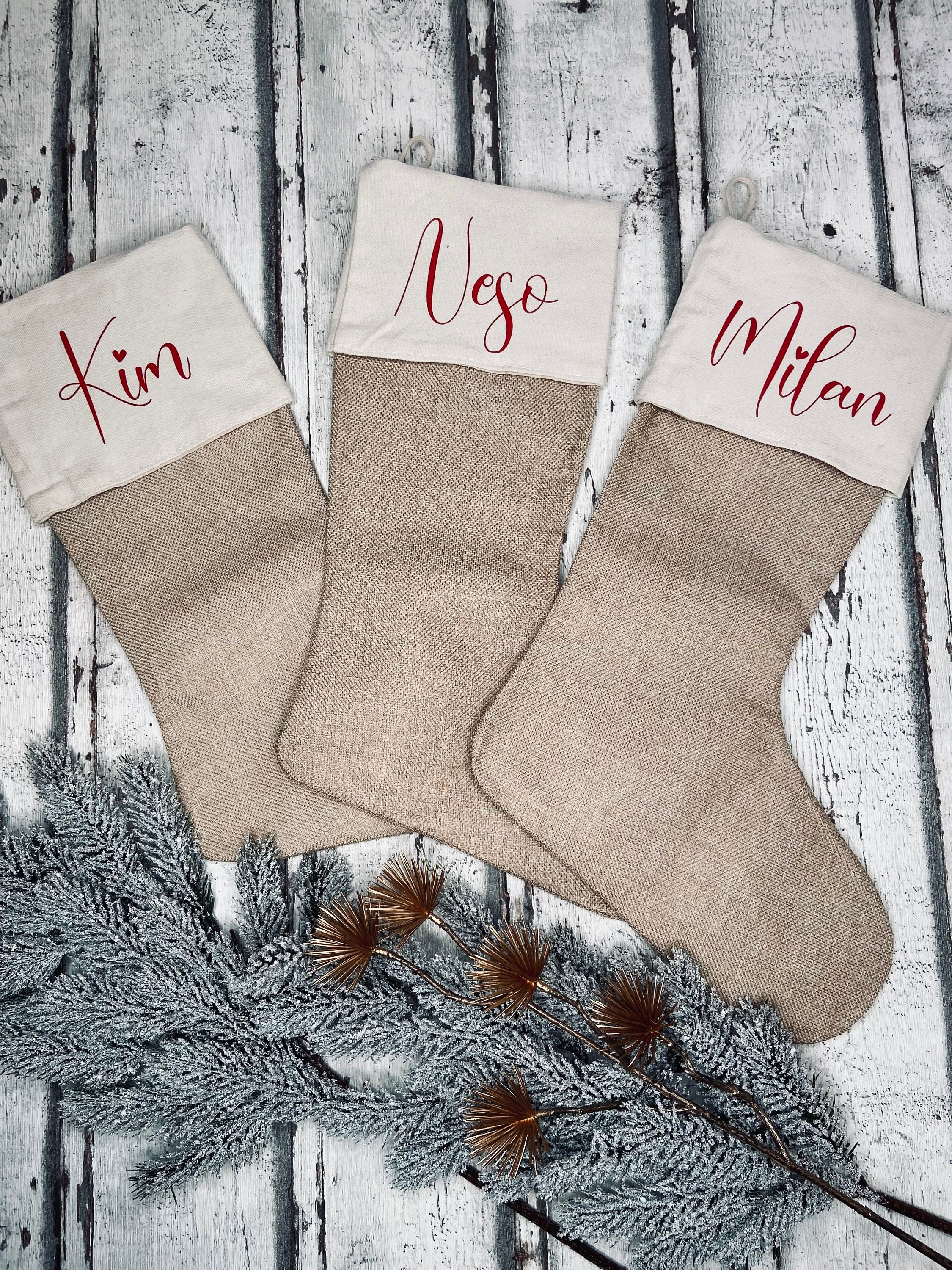 Personalized Santa Stocking / Christmas Stocking / Jute Santa Stocking / Personalized Christmas Decoration / Santa Stocking with Name
