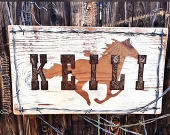 Rustic Handmade Signs with Barbed Wire