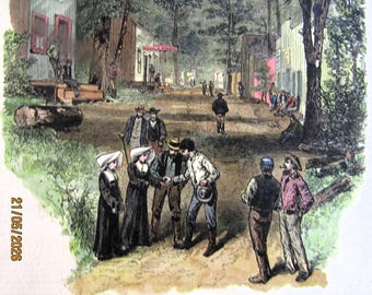 View Park City CO Street Scene Sisters of Mercy 1879 Hand Colored Print