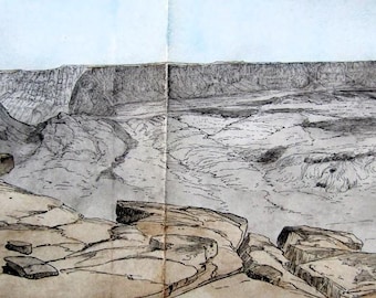 Ver Mokuaweoweo Caldera Mauna Loa Hawaii 1883 Colorido à Mão