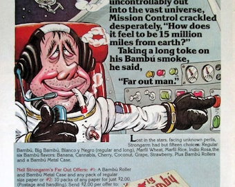 Counterculture, underground art, bambu rolling paper, astronaut