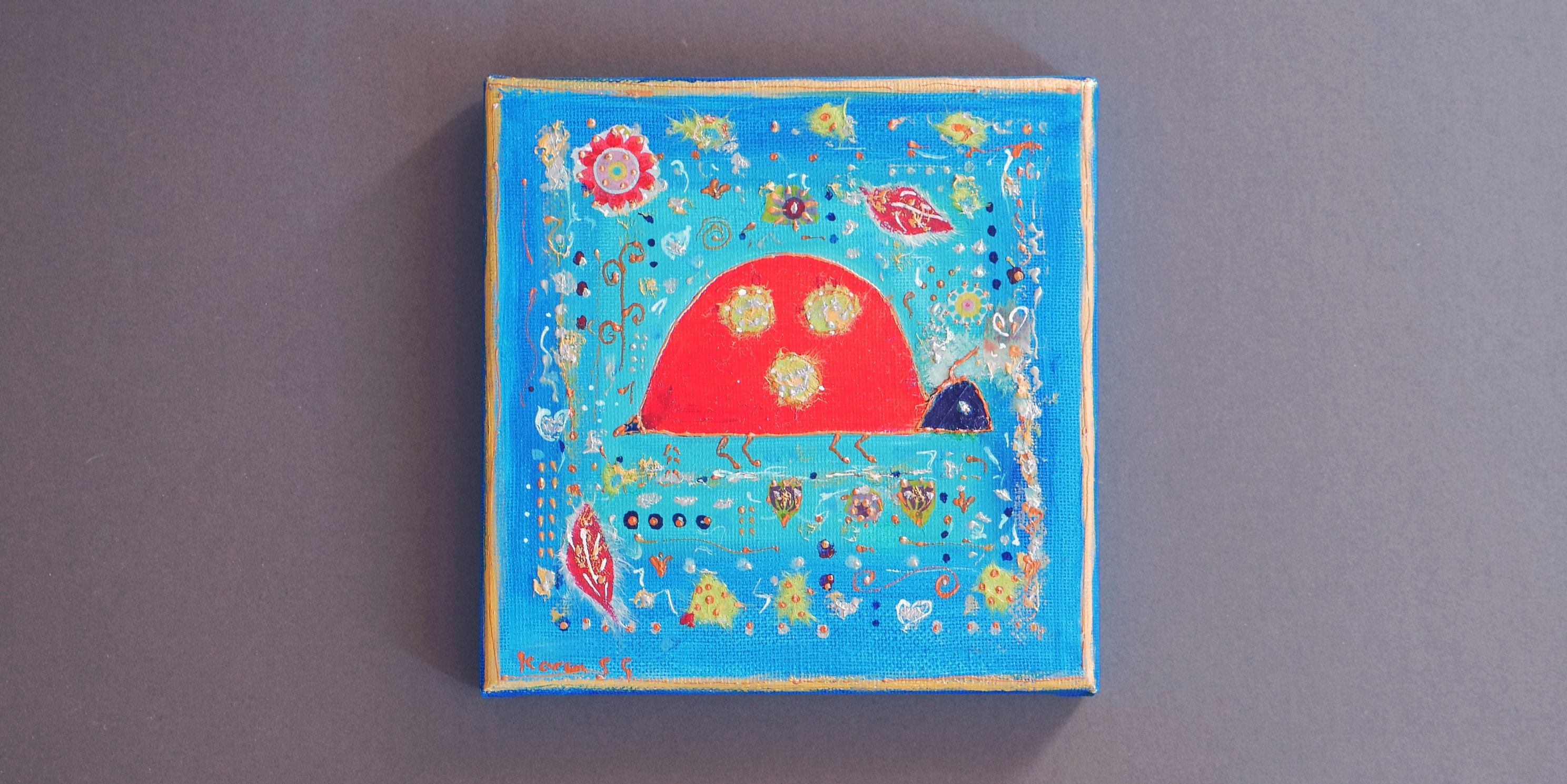 La Coccinelle - Toile de 15x15 cm