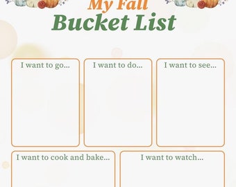 FALL BUCKET LIST| 1 page Digital Download