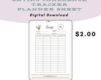 Savings Challenge  Tracker  (Digital Download)