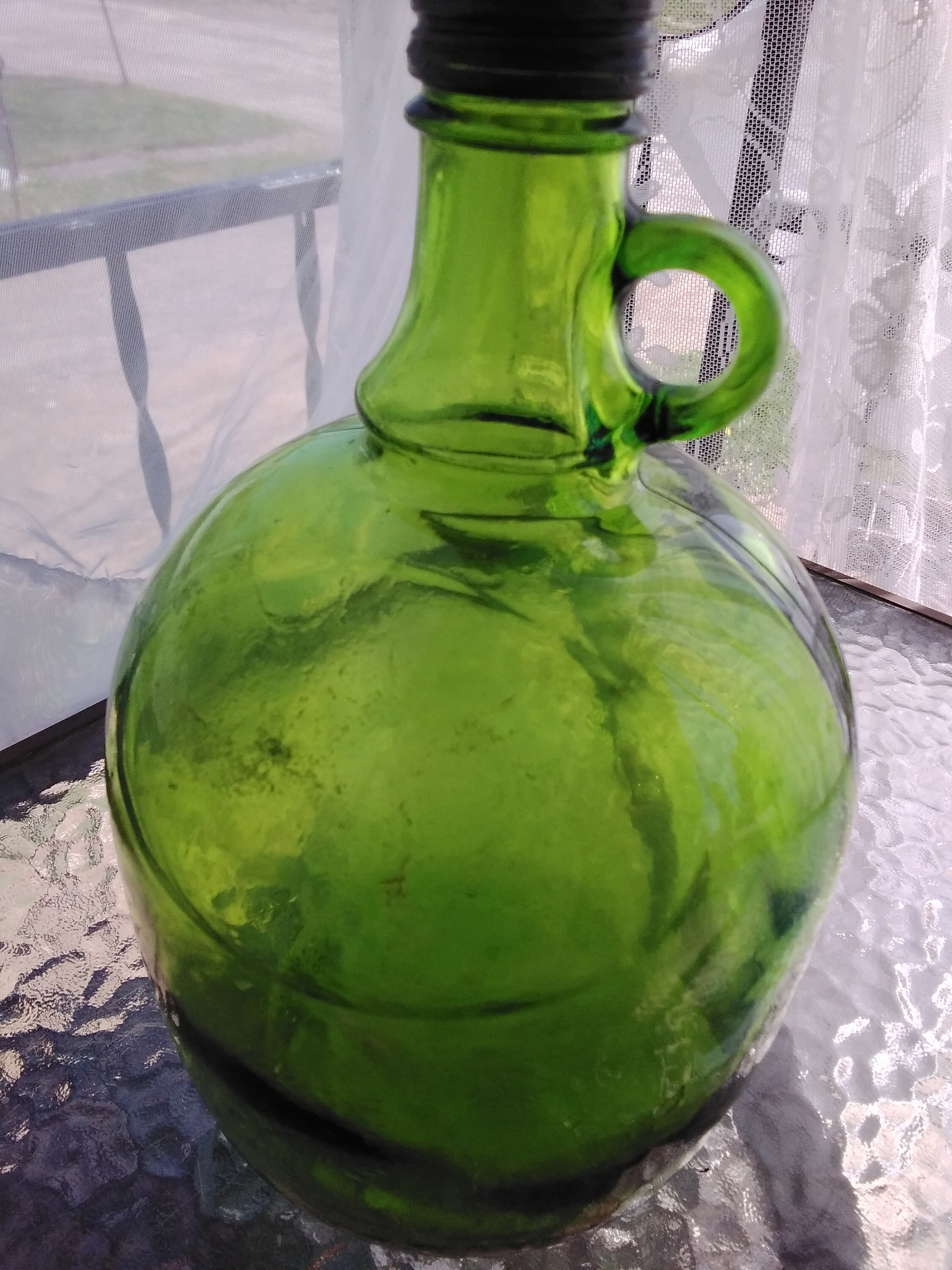 Vintage Green wine jug with thumb handle Etsy
