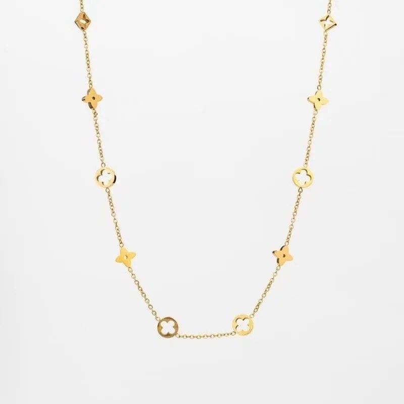 14k Real Solid Gold Clover Necklace, Magnet Detachable Gold, 14K