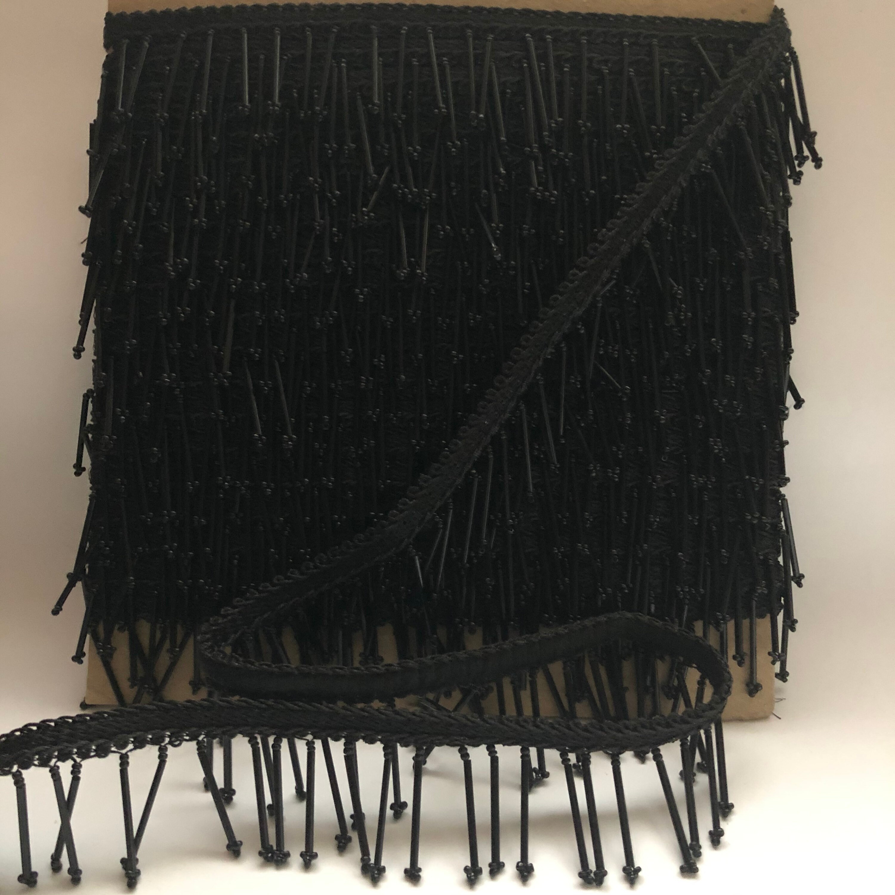 3 Meter Black Tassel Trim Glass Beaded Fringe Trim Indian Etsy
