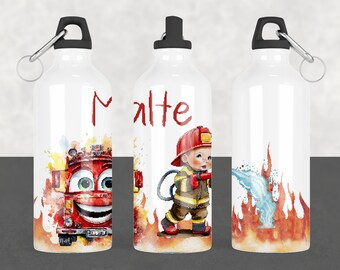 Aluminum drinking bottle 600 ml fire brigade motif leak-proof