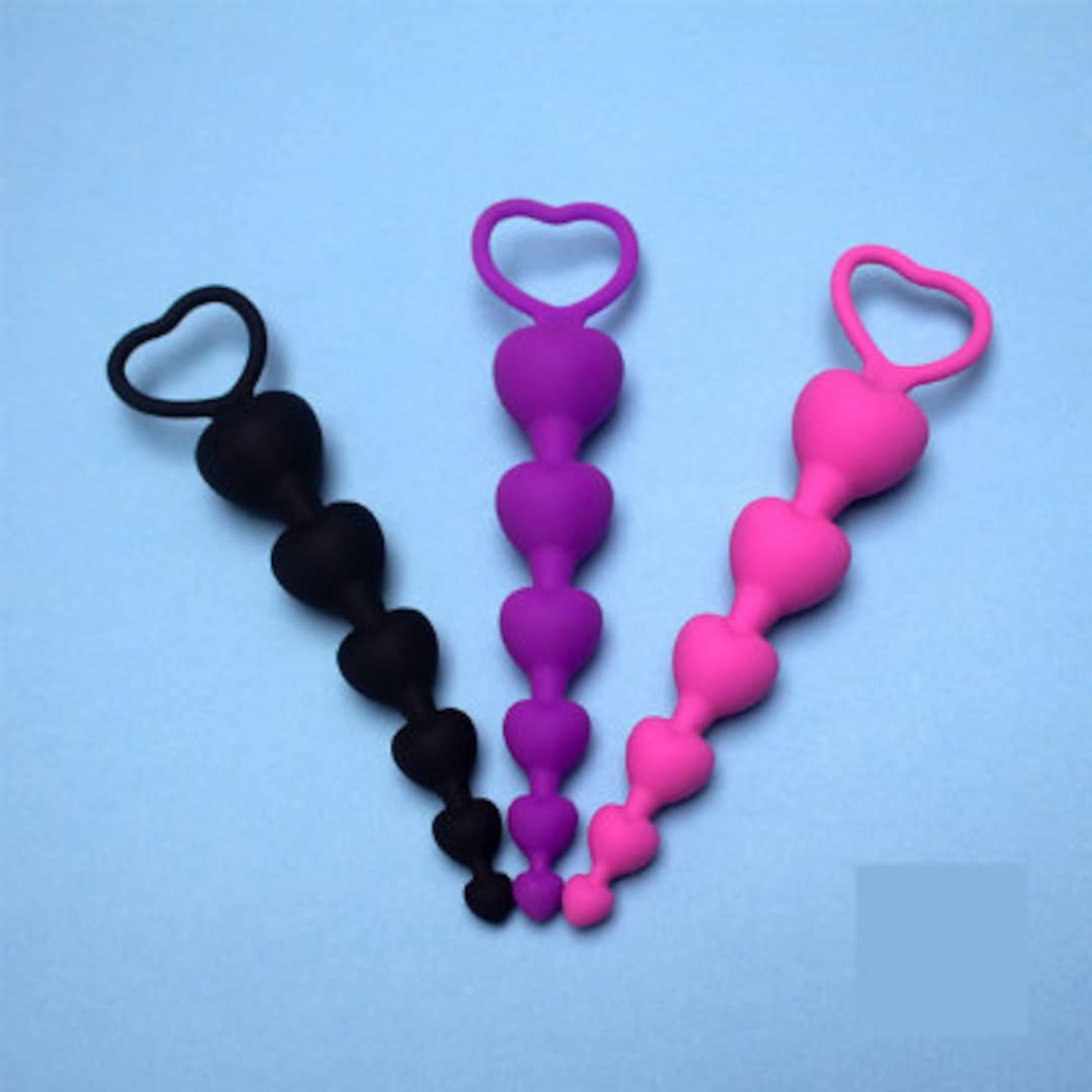 Anal Beads Butt Plug Heart Silicone Unisex Sex photo image