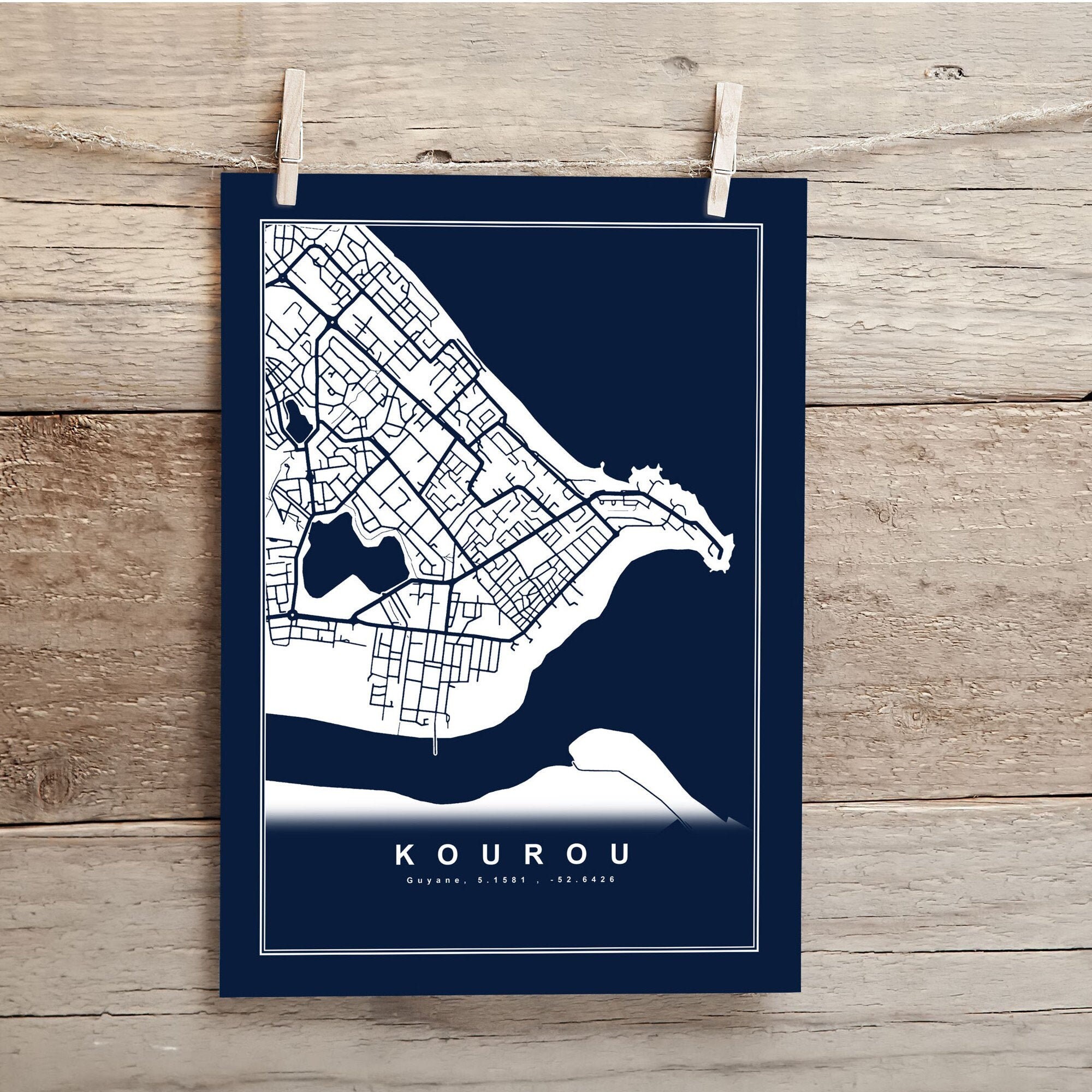 Kourou, Affiche Minimaliste de La Ville Kourou Guyane, Décoration Murale Kourou, Département Guyane