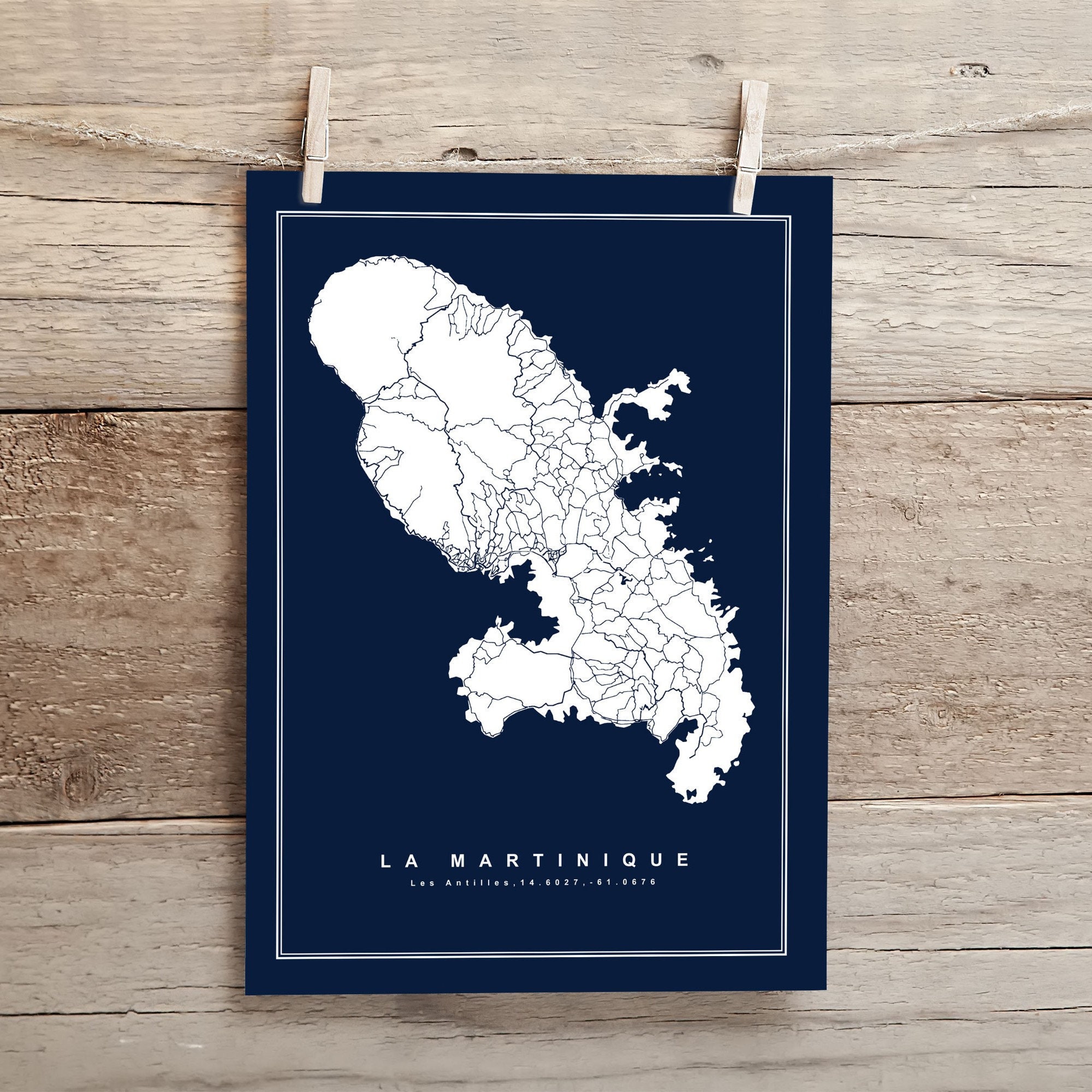 La Martinique, Affiche Minimaliste de L'île La Décoration Murale La Les Antilles Département d'outre