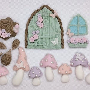 Edible Sugar Fondant Fairy Door Toadstools Cake Toppers Decorations