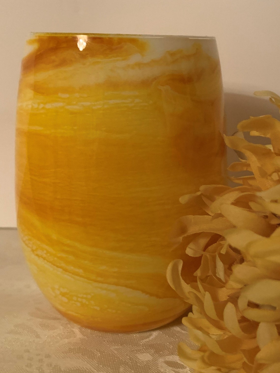 Yellow Wine Glass/golden Wine Glass/mellow Yellow Glass/sunshine Color