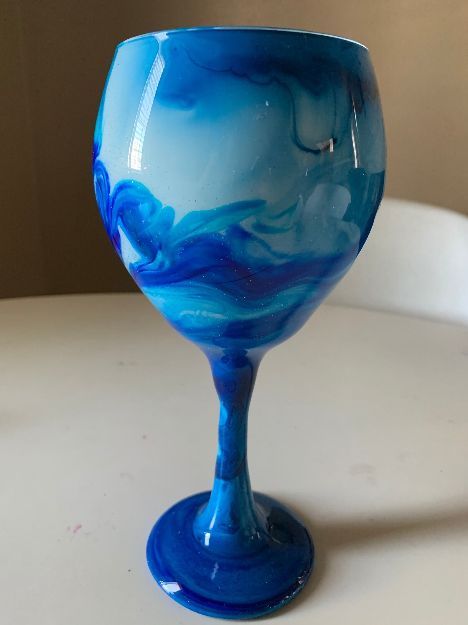 Blue Wine Glass/Blue Swirl Wine Glass/Double Blue Wine Etsy