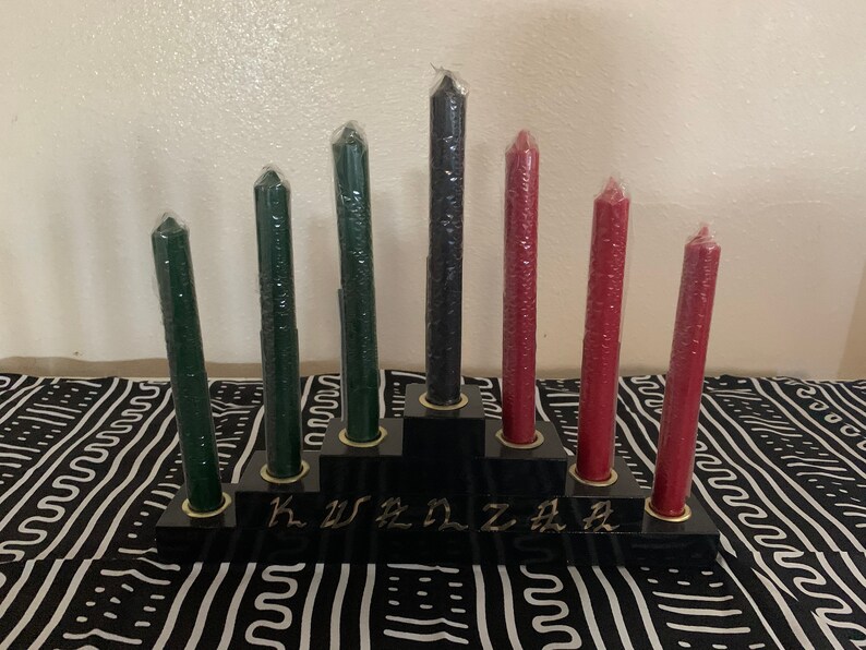 Black Wood Candle Holder/kwanzaa Celebration Kwanzaa Candle Holder