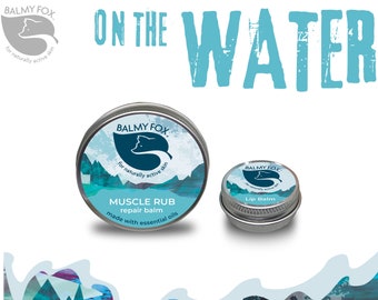 On The Water  - Skin Recovery Duo - Muscle Rub Recovery Balm - Moisturising Lip Balm - for Surfers - for Sailors - for Swimmers